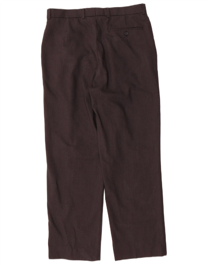 Calça masculina Marks & Spencer com pegged terno W32 L29 lã marrom
