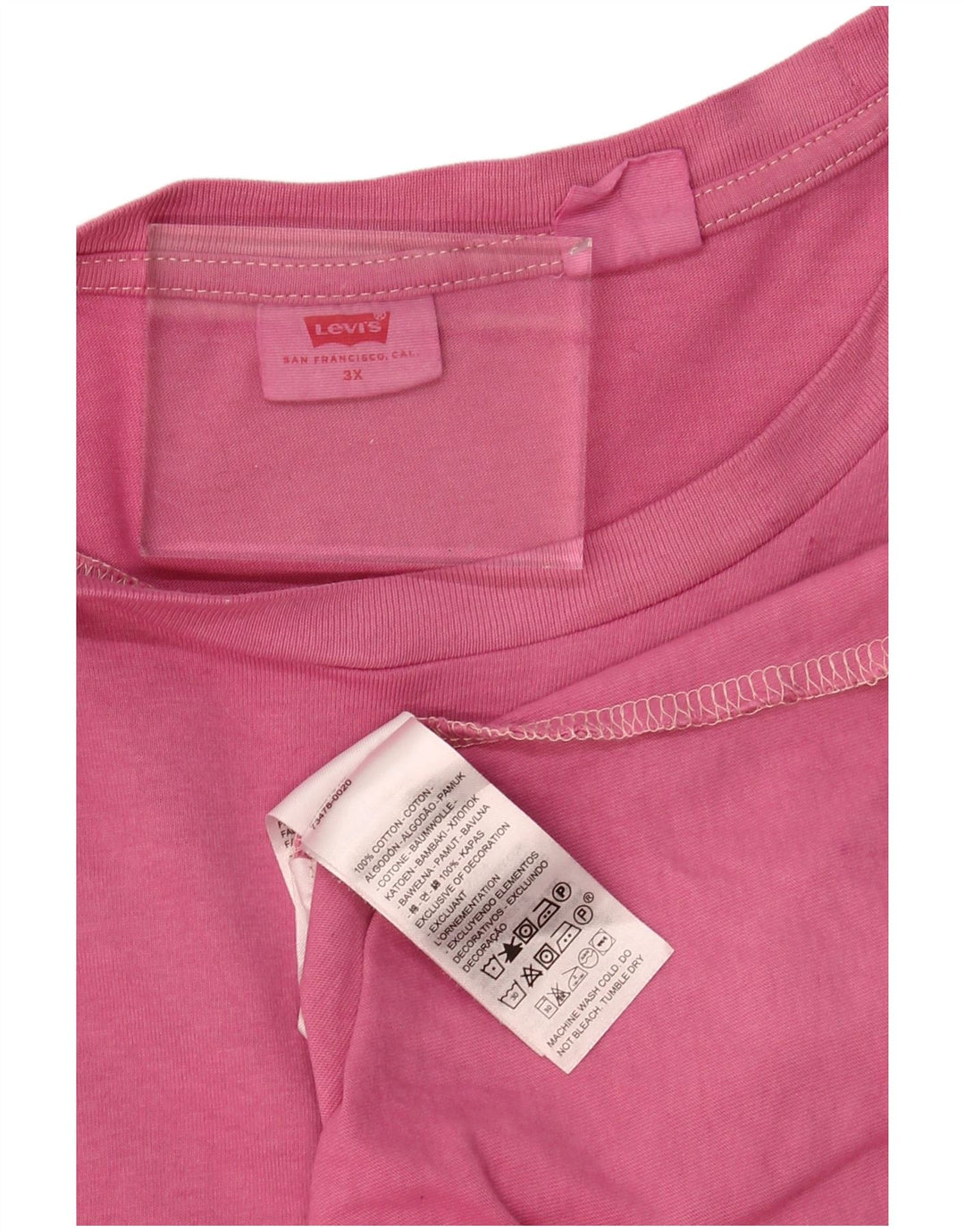 Camiseta feminina LEVI'S UK 22 3XL algodão rosa