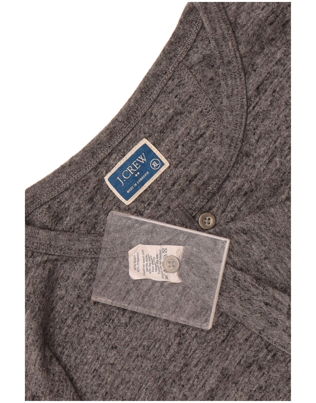J. Crew Top masculino de manga comprida XL algodão manchado cinza
