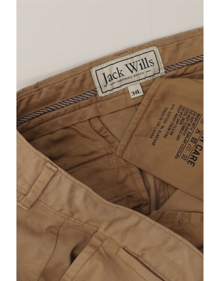 JACK WILLS Calça Chino Masculina Slim W34 L34 Algodão Bege