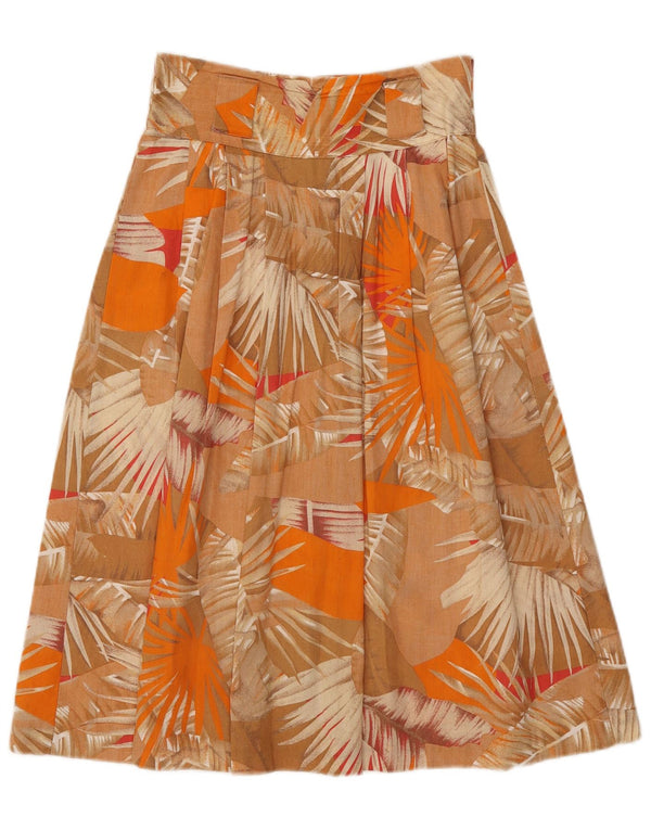 Saia feminina vintage linha A IT 42 médio W26 algodão floral marrom