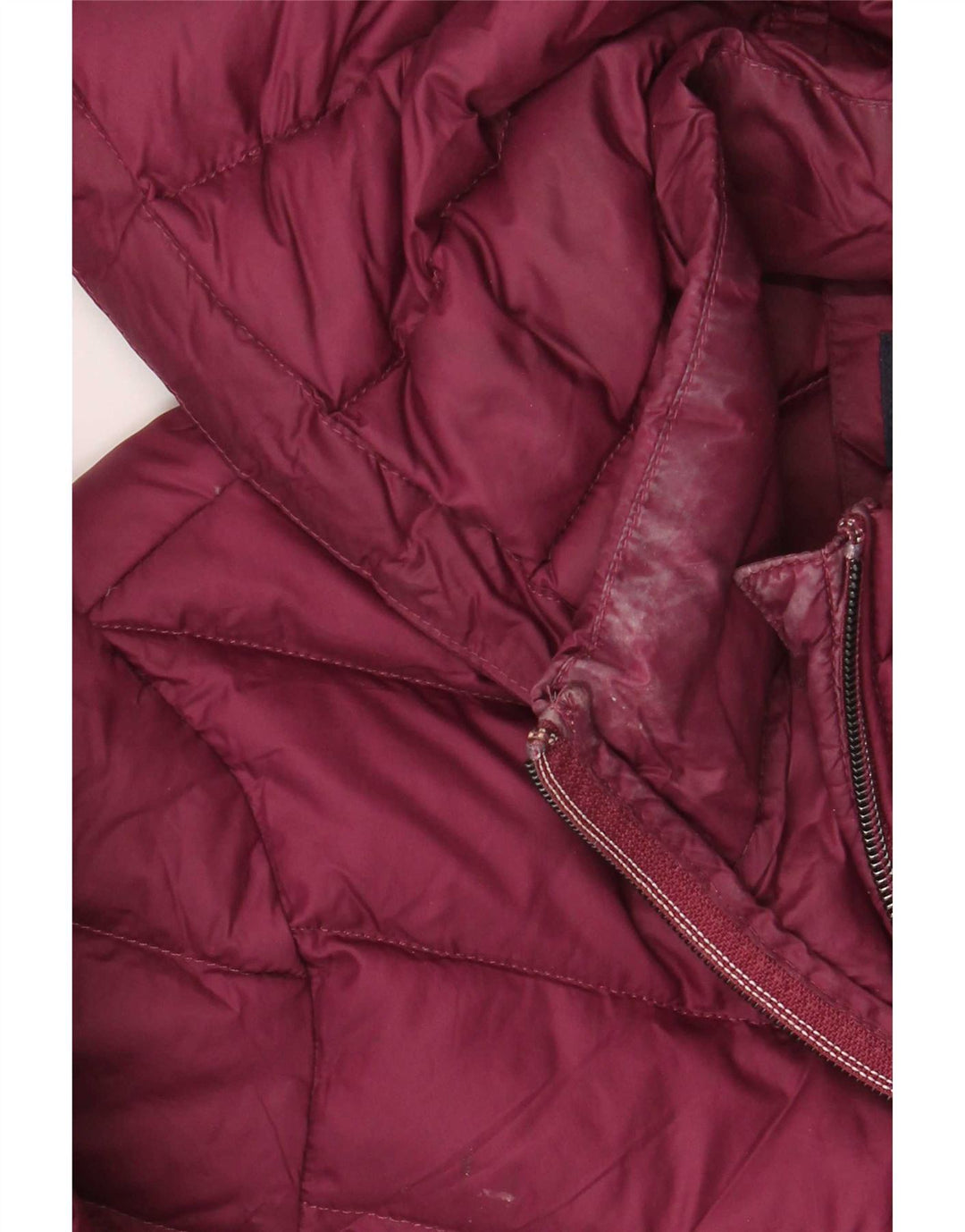 Casaco acolchoado com capuz feminino Marks & Spencer Reino Unido 12 Médio Borgonha Poliamida