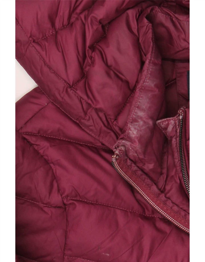 Casaco acolchoado com capuz feminino Marks & Spencer Reino Unido 12 Médio Borgonha Poliamida