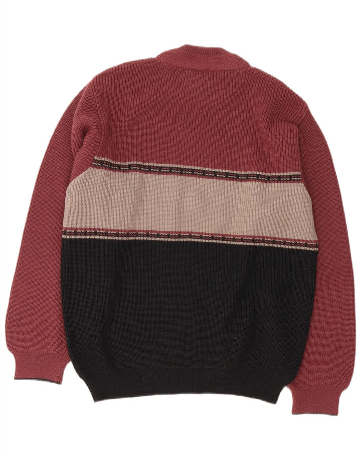 Suéter masculino Stefanel com gola tartaruga, bloco colorido médio multicolorido