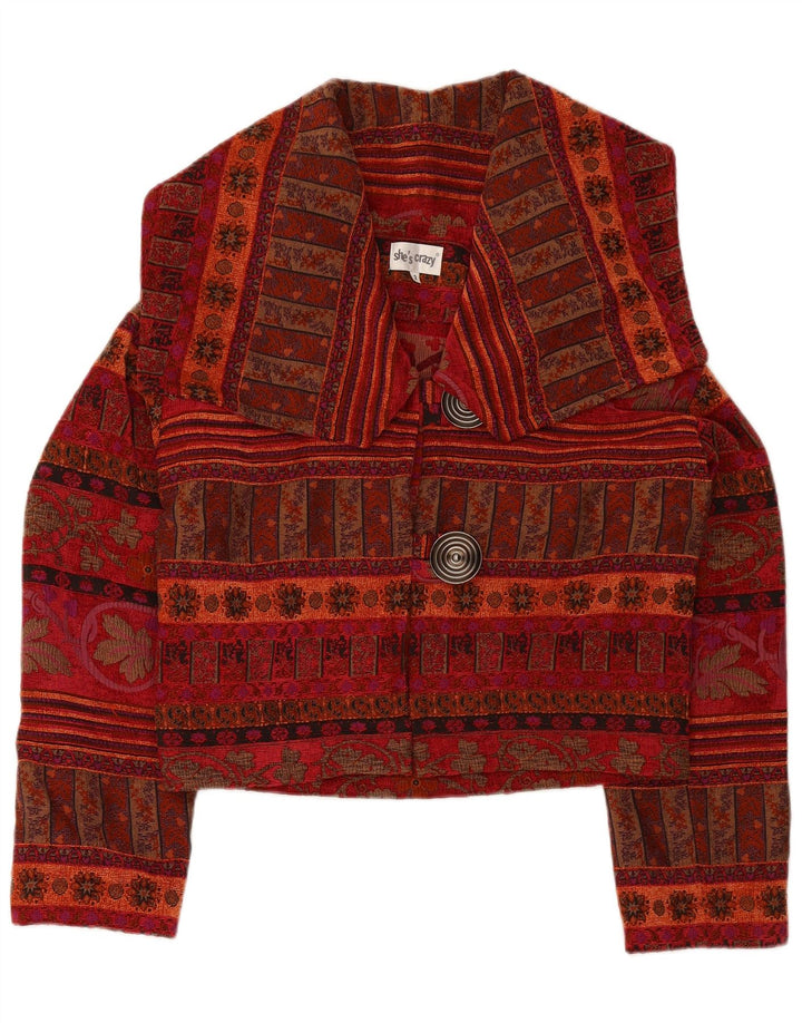 Jaqueta blazer feminina SHE'S CRAZY superdimensionada EUA 2 XS Borgonha floral