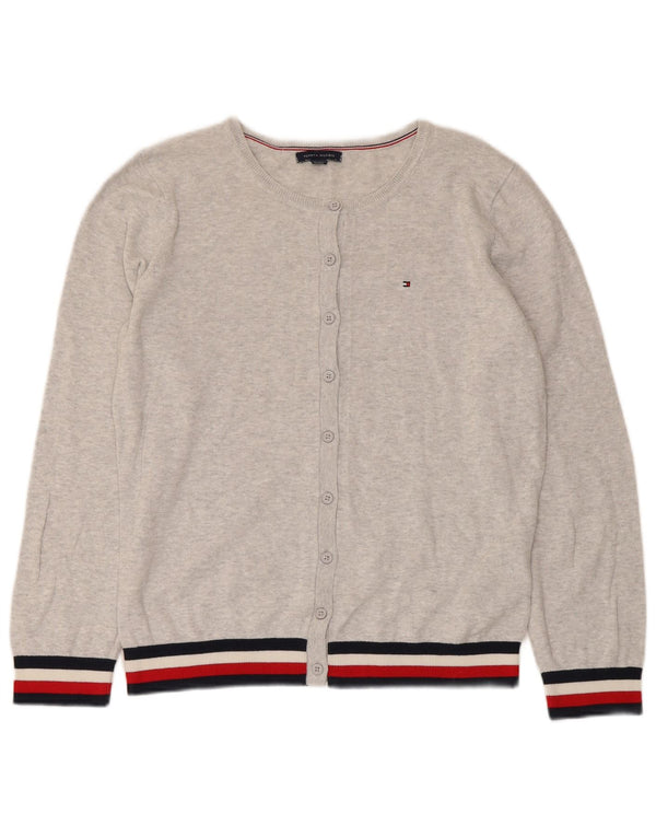 Suéter cardigã feminino Tommy Hilfiger UK 14 listrado cinza médio