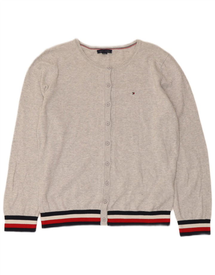 Suéter cardigã feminino Tommy Hilfiger UK 14 listrado cinza médio