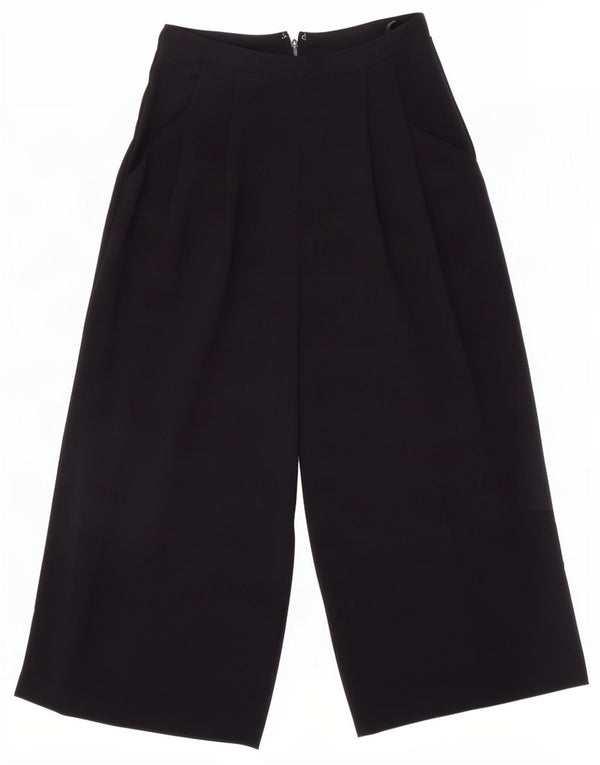 Topshop Calça feminina capri de perna larga Reino Unido 8 Pequeno W26 L21 Poliéster preto