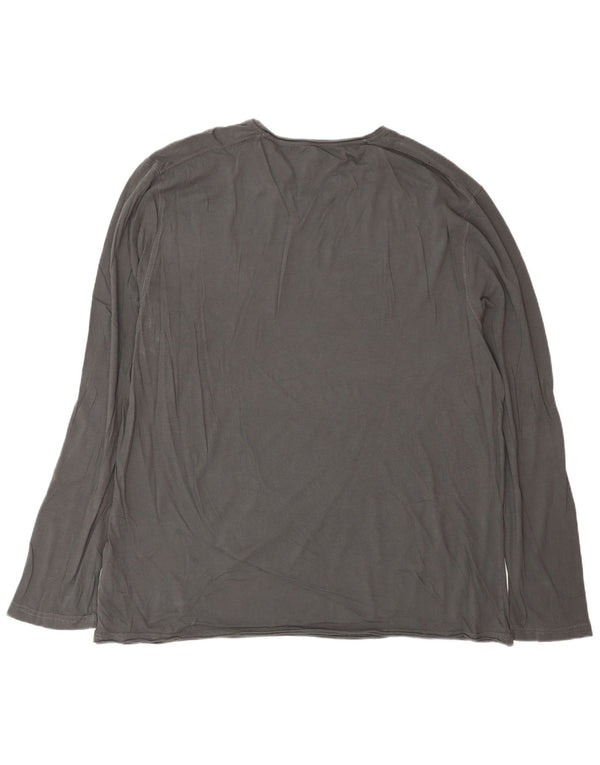 Top gráfico geográfico masculino NAPAPIJRI manga comprida 3XL algodão cinza