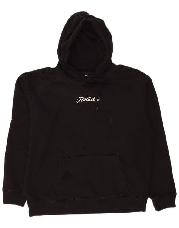 Hollister masculino gráfico moletom com capuz grande algodão preto