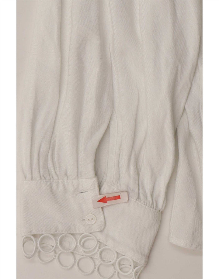 Zara blusa feminina manga 3/4 top UK 16 grande poliéster branco