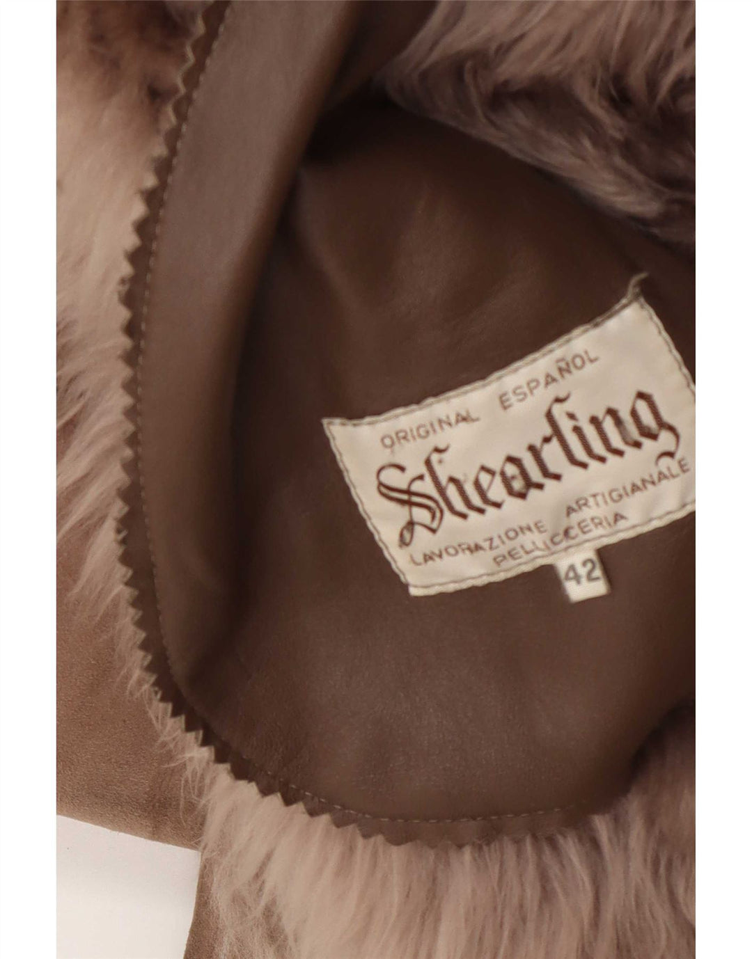 Casaco feminino vintage de shearling IT 42 marrom médio