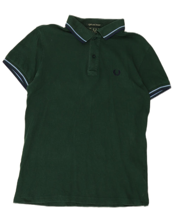 Camisa polo masculina leve e elástica FRED PERRY de algodão verde pequeno