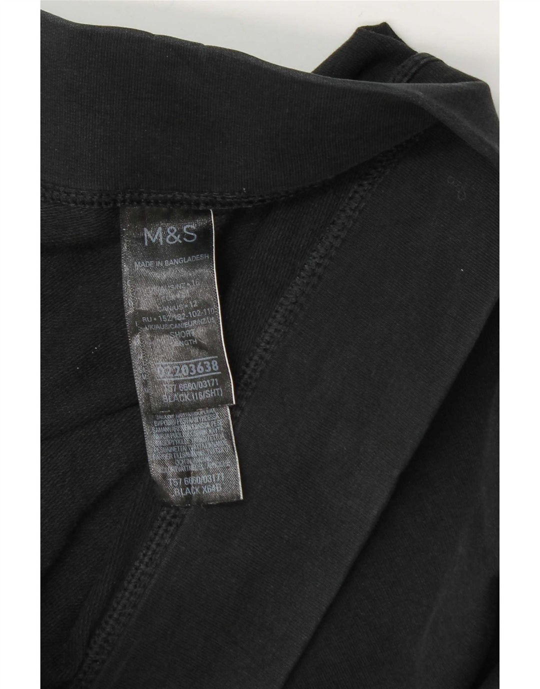 Leggings curtas femininas Marks & Spencer Reino Unido 16 grande algodão preto