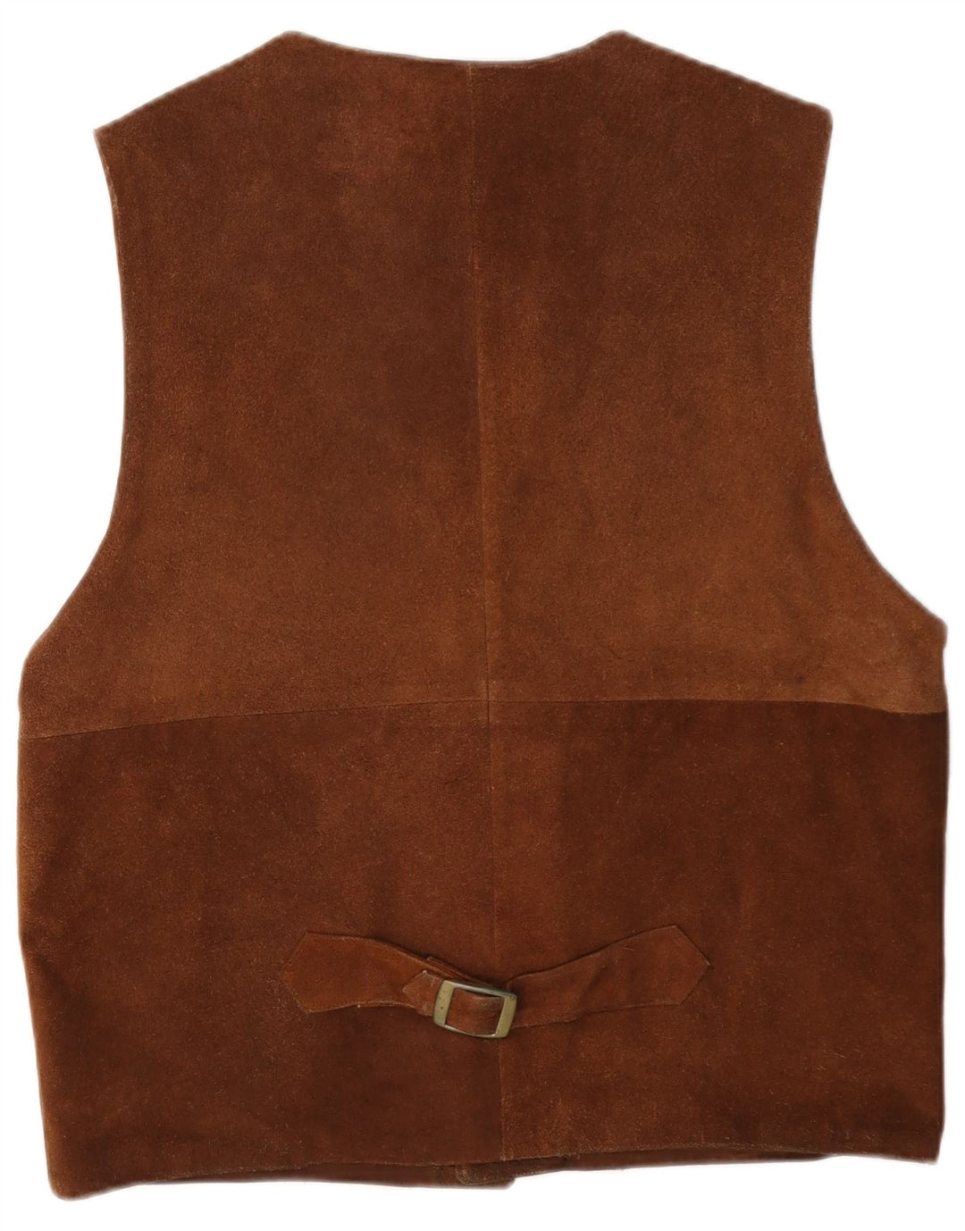Colete masculino vintage de camurça UK 40 couro marrom médio