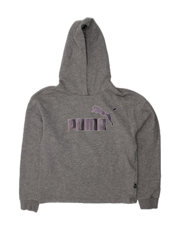 PUMA Girls Graphic Hoodie Jumper 13-14 Years  Grey Cotton Vintage Puma and Second-Hand Puma from Messina Hembry 
