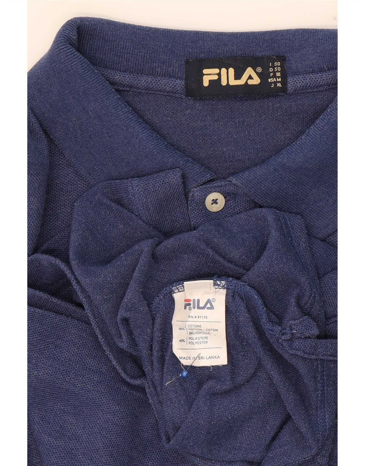 Camisa polo masculina Fila manga comprida IT 50 algodão azul médio