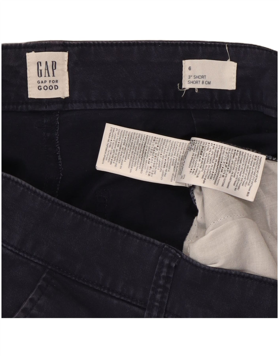 Shorts Chino feminino Gap EUA 6 médio W30 algodão azul marinho