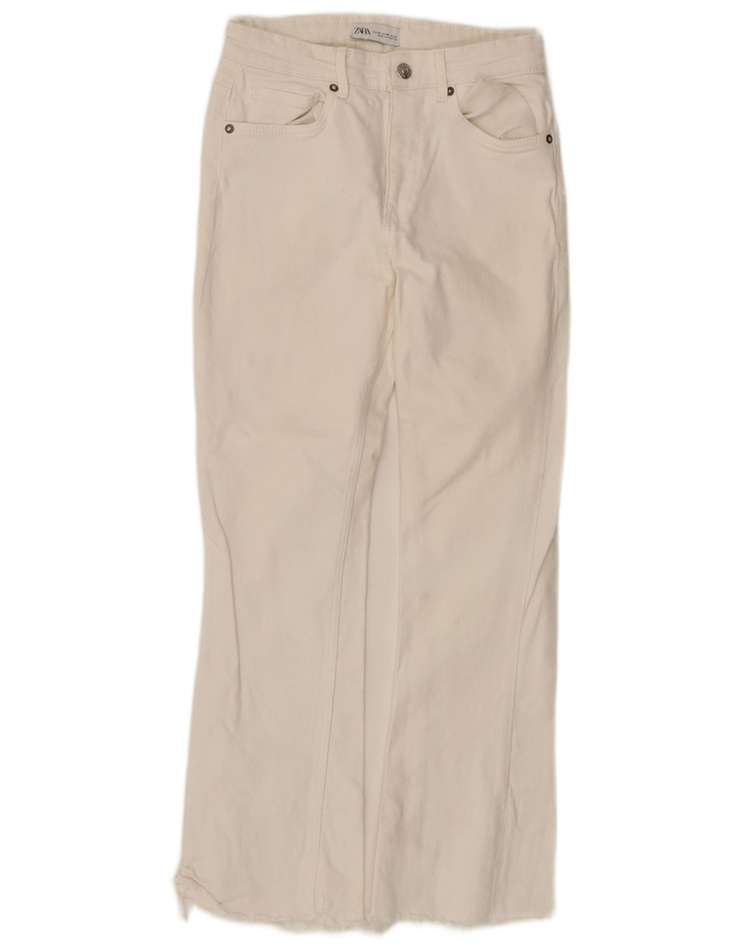 Zara Jeans feminino queimado EU 38 pequeno W28 L26 algodão branco