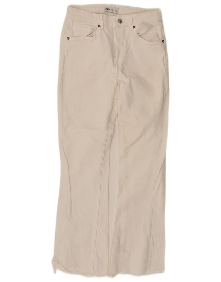 Zara Jeans feminino queimado EU 38 pequeno W28 L26 algodão branco