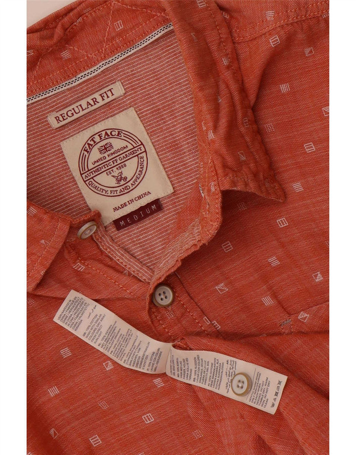 Camisa masculina de manga curta Fat Face regular fit algodão manchado laranja médio
