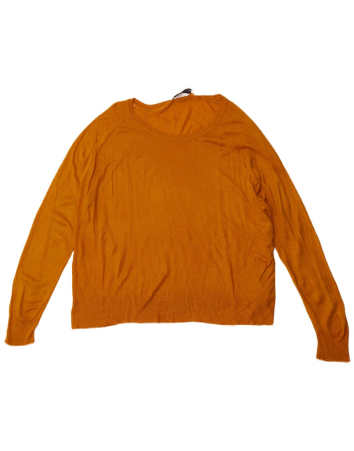 Suéter feminino ZARA com gola canoa UK 18 XL laranja sintético