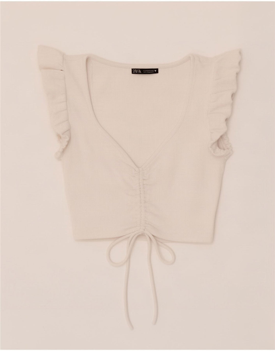 Zara Womens Crop Top UK 12 Médio Algodão Branco