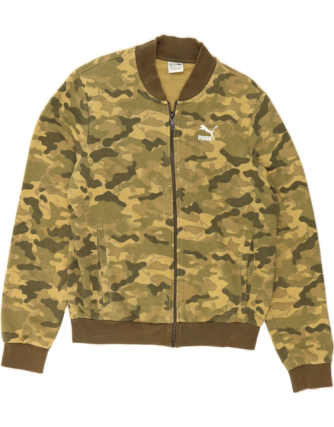 PUMA Mens Graphic Tracksuit Top Jacket XS Green Camouflage Cotton Vintage Puma and Second-Hand Puma from Messina Hembry 