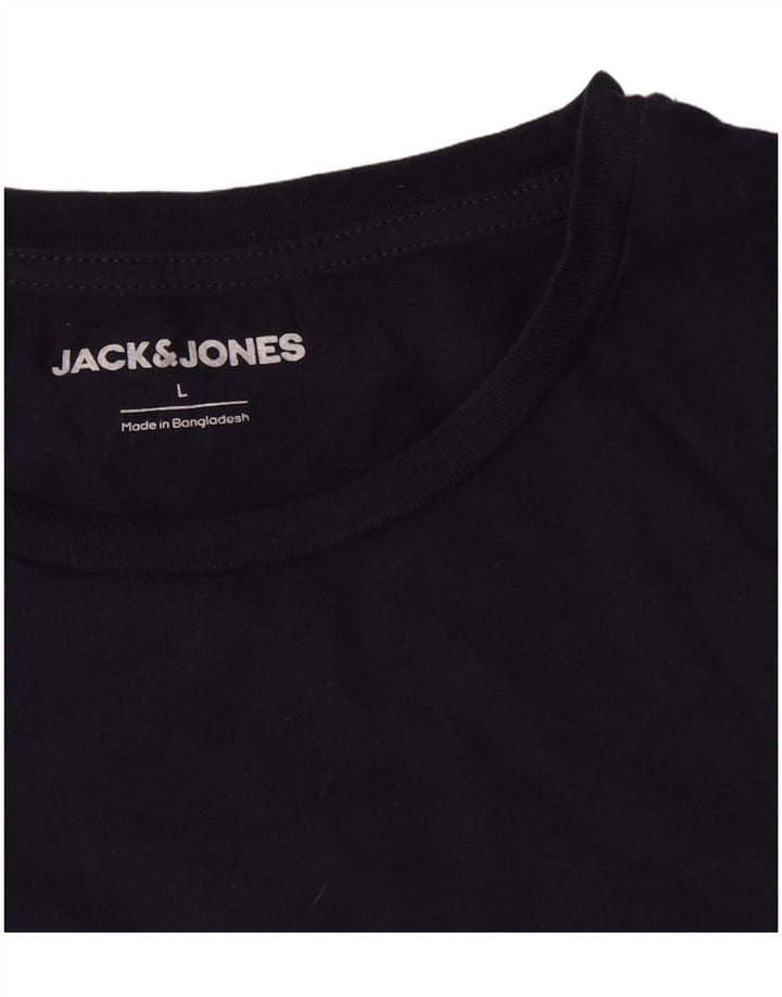 Camiseta masculina Jack & Jones grande algodão azul marinho