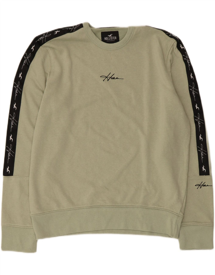 Hollister moletom masculino gráfico jumper grande cáqui colorblock