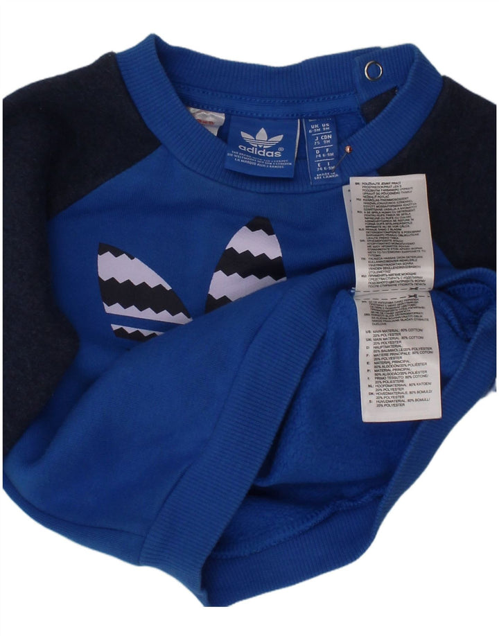 ADIDAS Baby Boys Graphic Sweatshirt Jumper 6-9 Meses Azul Colorblock