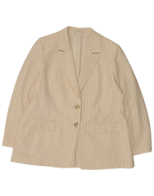 Jaqueta blazer feminina de 2 botões Marks & Spencer Reino Unido 20 2XL listrada branca
