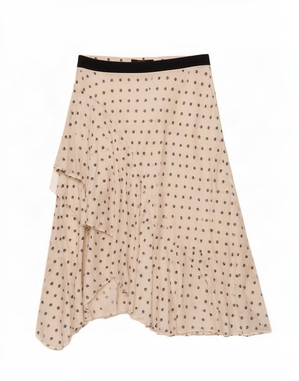 Saia assimétrica feminina Marks & Spencer Reino Unido 12 médio W30 branco floral