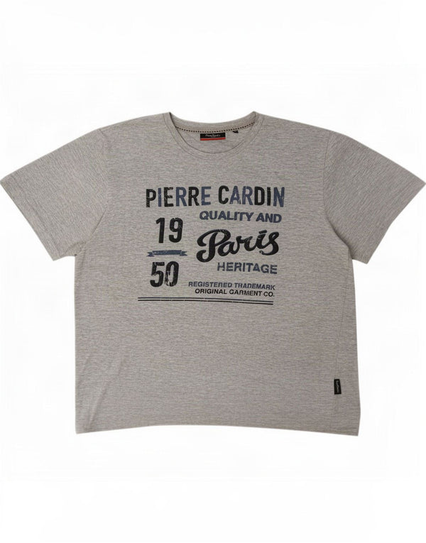 Pierre Cardin Mens Regular Fit Graphic T-Shirt Top 2XL Grey