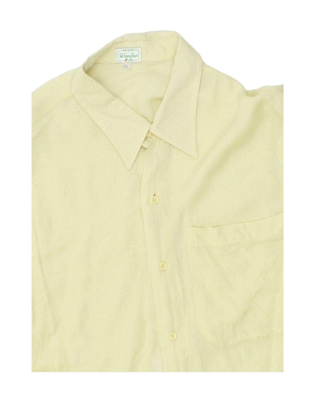 BENETTON Mens Slim Shirt XL Yellow Vintage Benetton and Second-Hand Benetton from Messina Hembry 