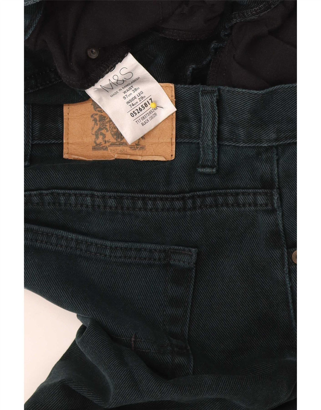 Jeans retos masculinos Marks & Spencer W38 L29 algodão preto