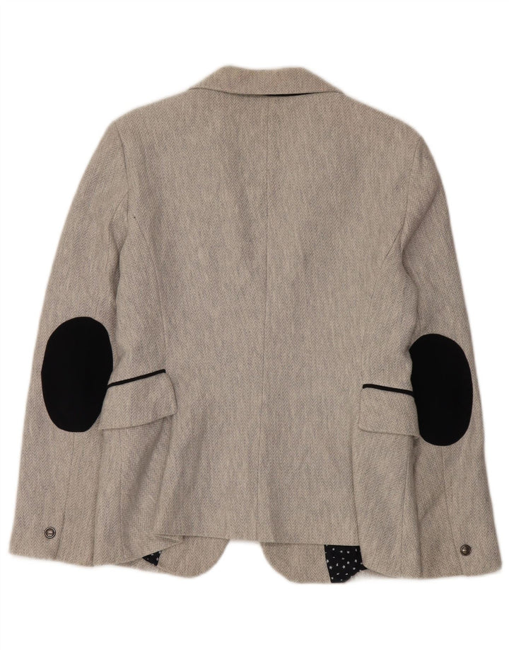 Jaqueta blazer feminina Zara com 1 botão Reino Unido 16 grande espinha de peixe cinza