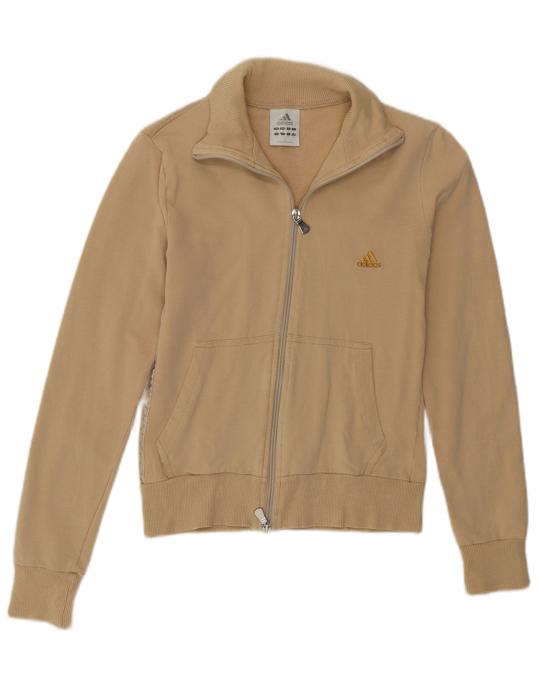 Adidas Womens Tracksuit Top Jacket UK 10 Pequeno Bege