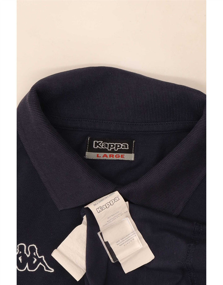 Camisa pólo gráfica masculina Kappa grande algodão azul marinho
