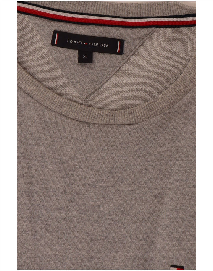 Tommy Hilfiger moletom gráfico masculino jumper XL cinza colorblock algodão