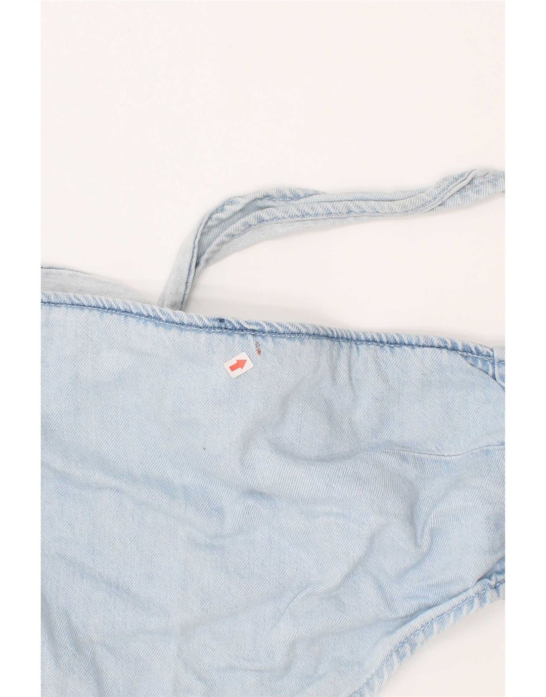 Zara Top feminino jeans curto azul médio algodão