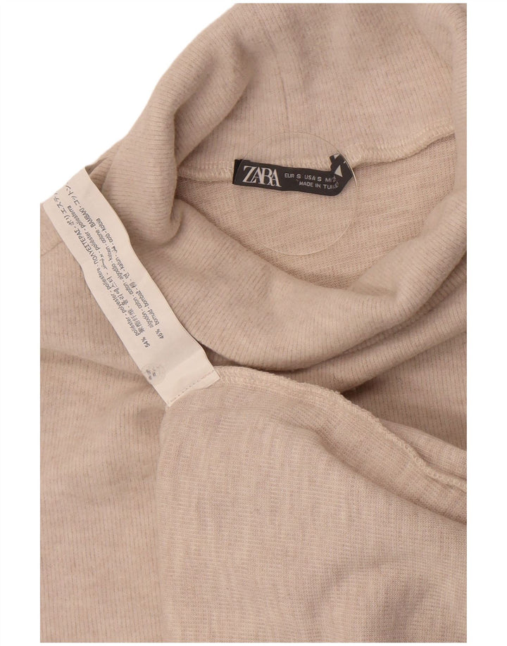 Zara Womens Vest Tank Top UK 8 Pequeno Poliéster Bege