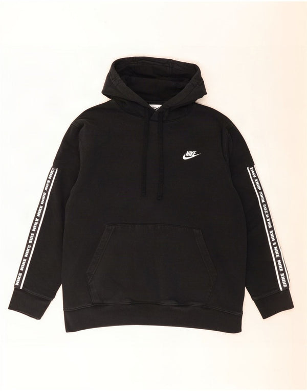 Suéter Nike masculino com capuz gráfico grande de algodão preto