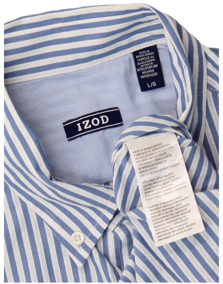 Camisa masculina de manga curta IZOD grande algodão listrado azul