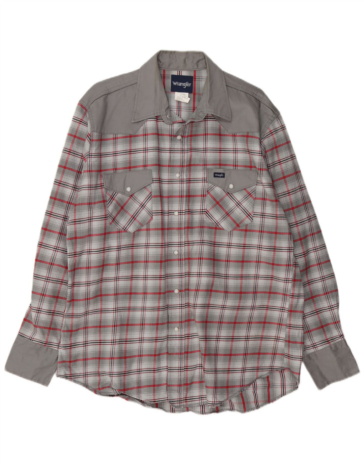 WRANGLER Mens Big & Tall Shirt XL Grey Check Cotton