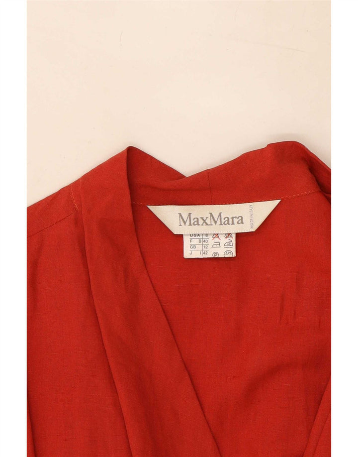 Vestido feminino Max Mara UK 12 linho vermelho médio