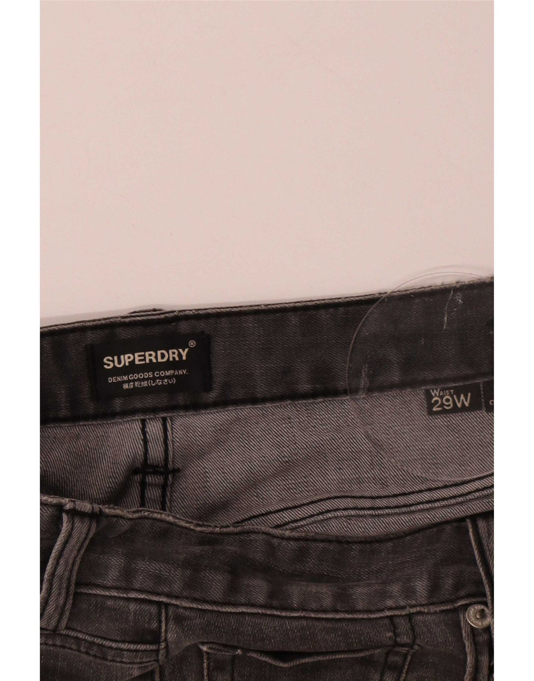 Shorts jeans masculinos Superdry Slim pequeno W29 algodão cinza
