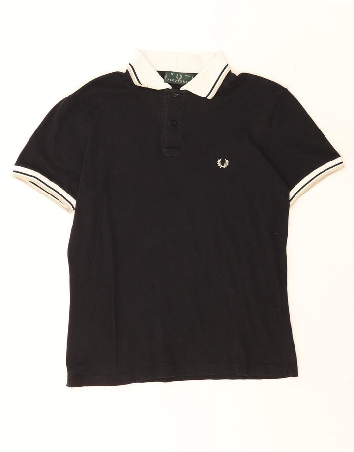 Camisa polo masculina Fred Perry médio preto colorblock algodão