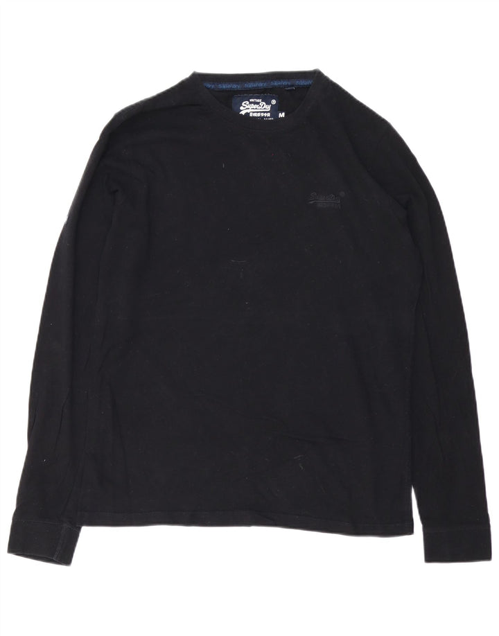 SUPERDRY Top masculino de manga comprida de algodão preto médio