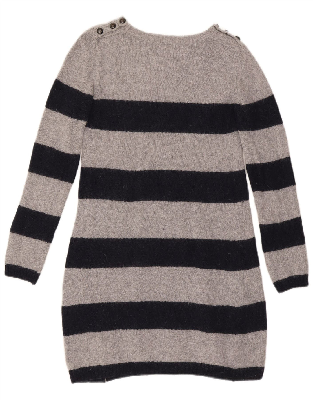 Vestido jumper feminino Zara Reino Unido 12 lã listrada cinza médio